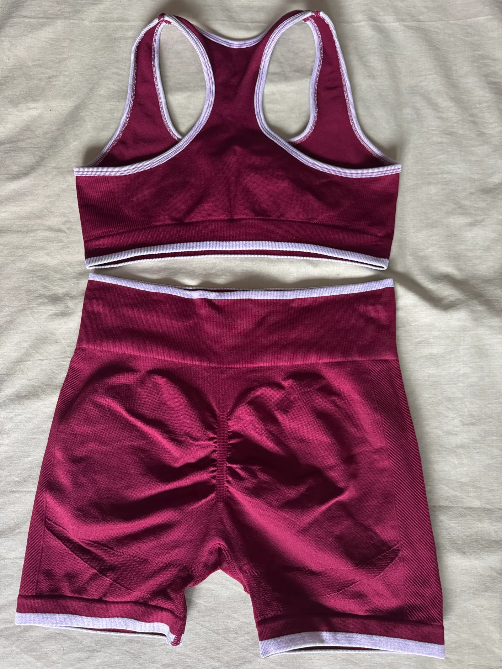 Burgundy Sports Set M | Top + High-Waisted Shorts | Fitness, Gym & Yoga – photo 7